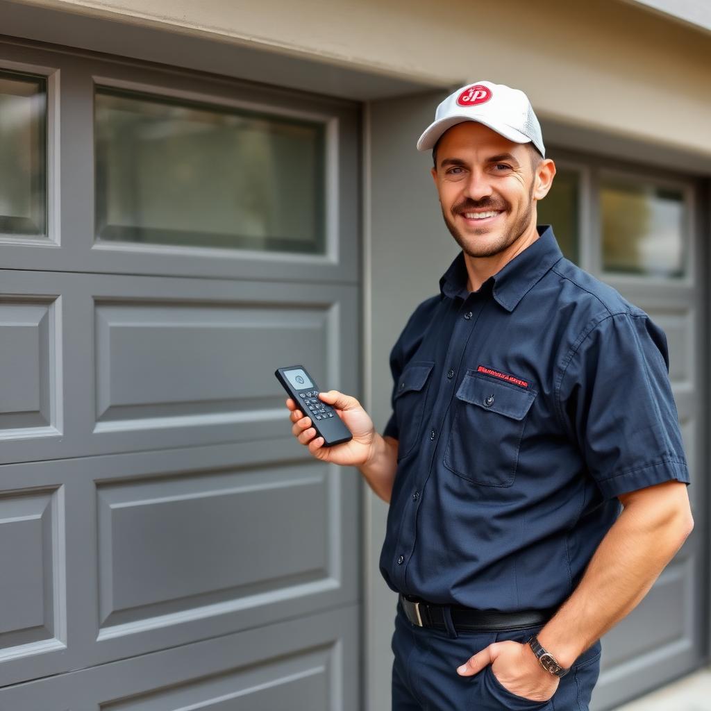 Plymouth Garage Doors certified technician performing garage door repair